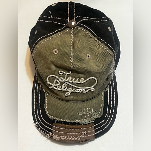 Vintage True Religion Distressed Embroidered Horseshoe Logo Cap Rare - Picture 1 of 10